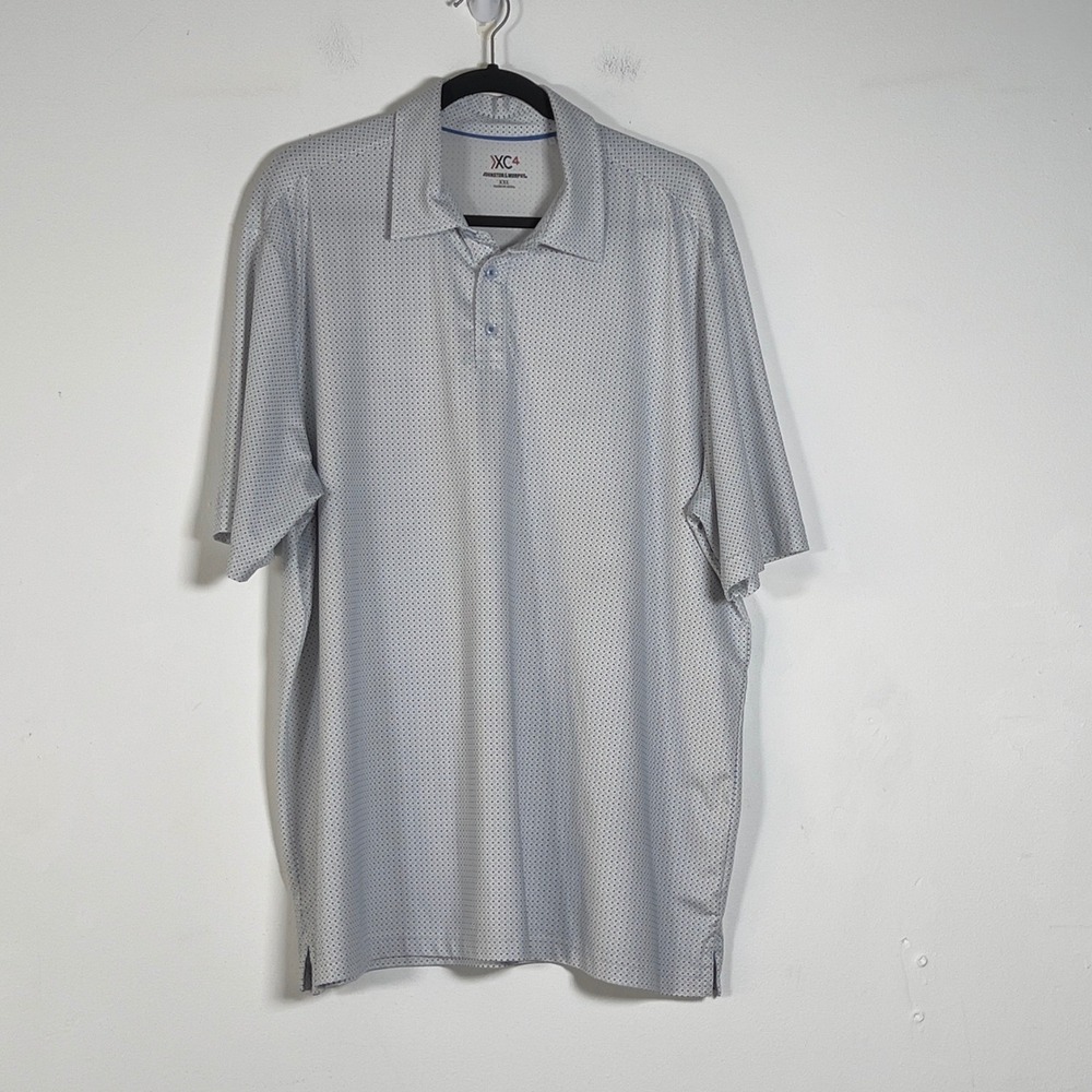 Johnston & Murphy XC4 Mens XXL Polo Shirt Blue Geometric Print Golf Performance